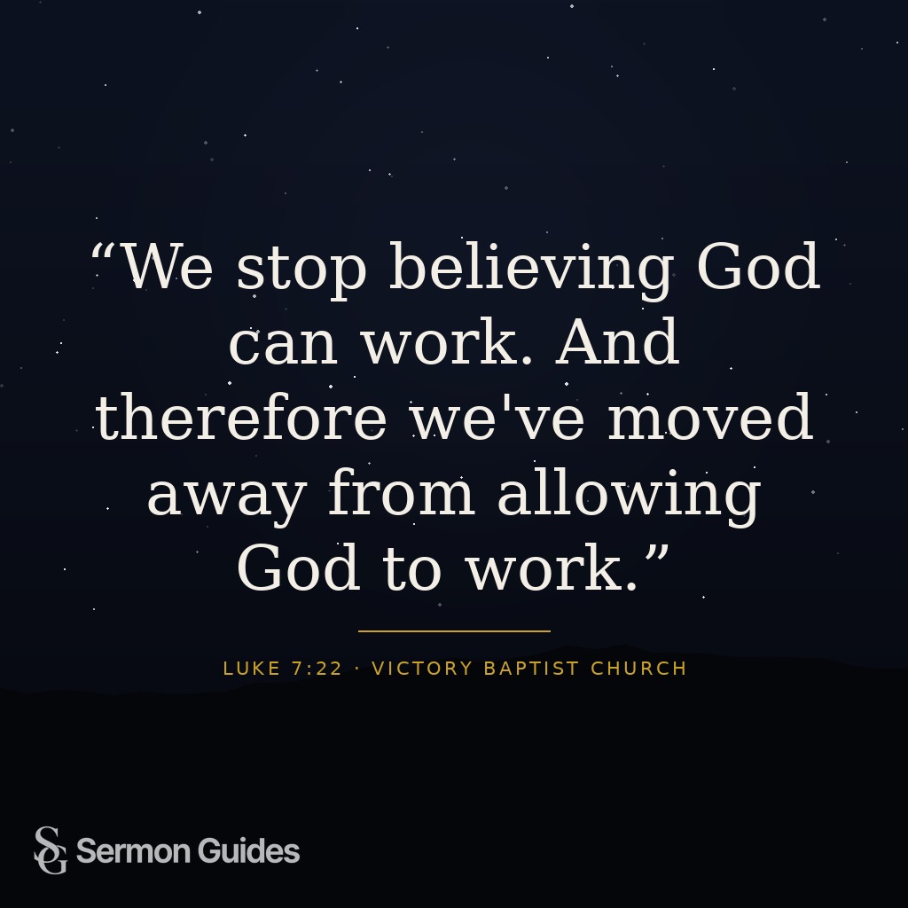 Graphic with white text on a dark background highlighting a quote about continuing to believe God works.
