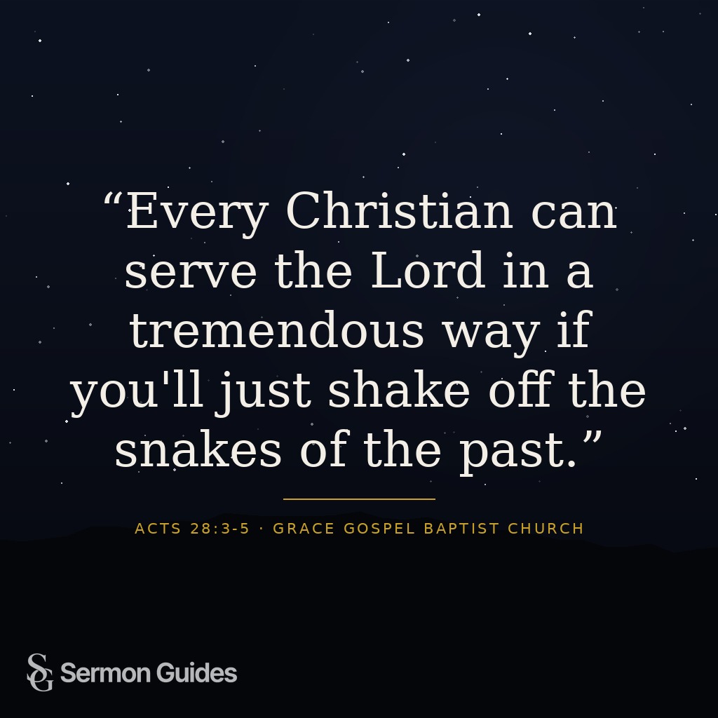 White inspirational text featuring the sermon quote over a deep warm background with church branding.