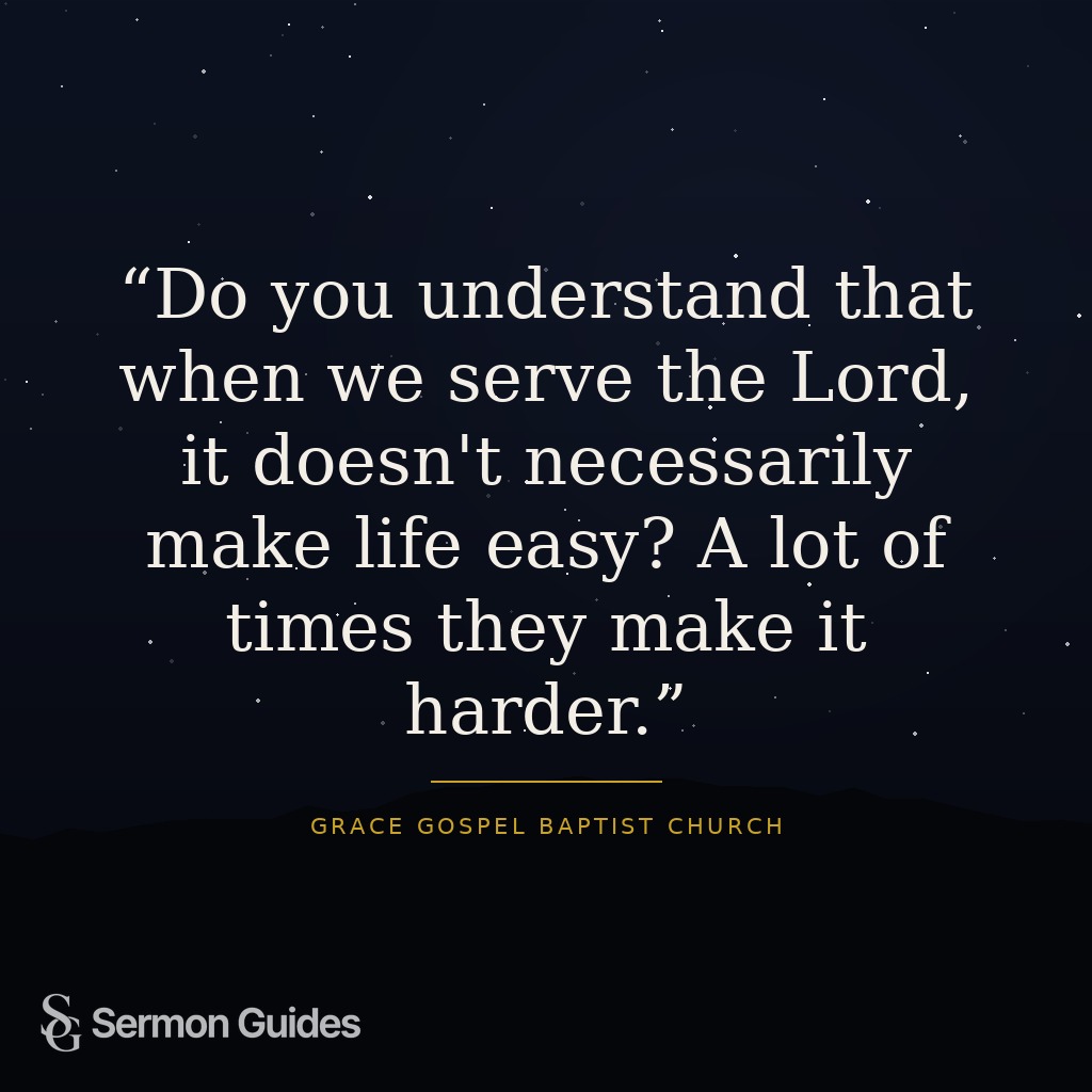 Text quote about the realities of serving the Lord set against a subdued background.