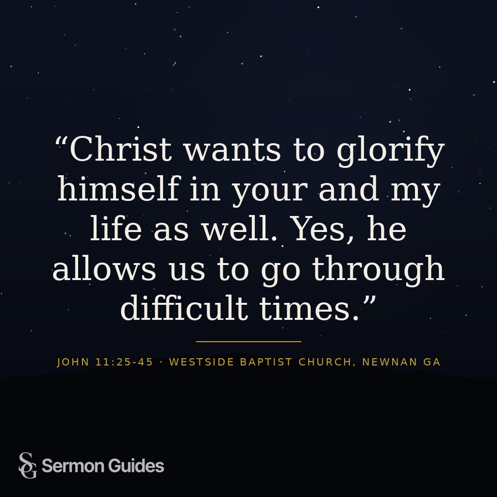 A quote graphic featuring the text: 'Christ wants to glorify himself in your and my life as well. Yes, he allows us to go through difficult times.'