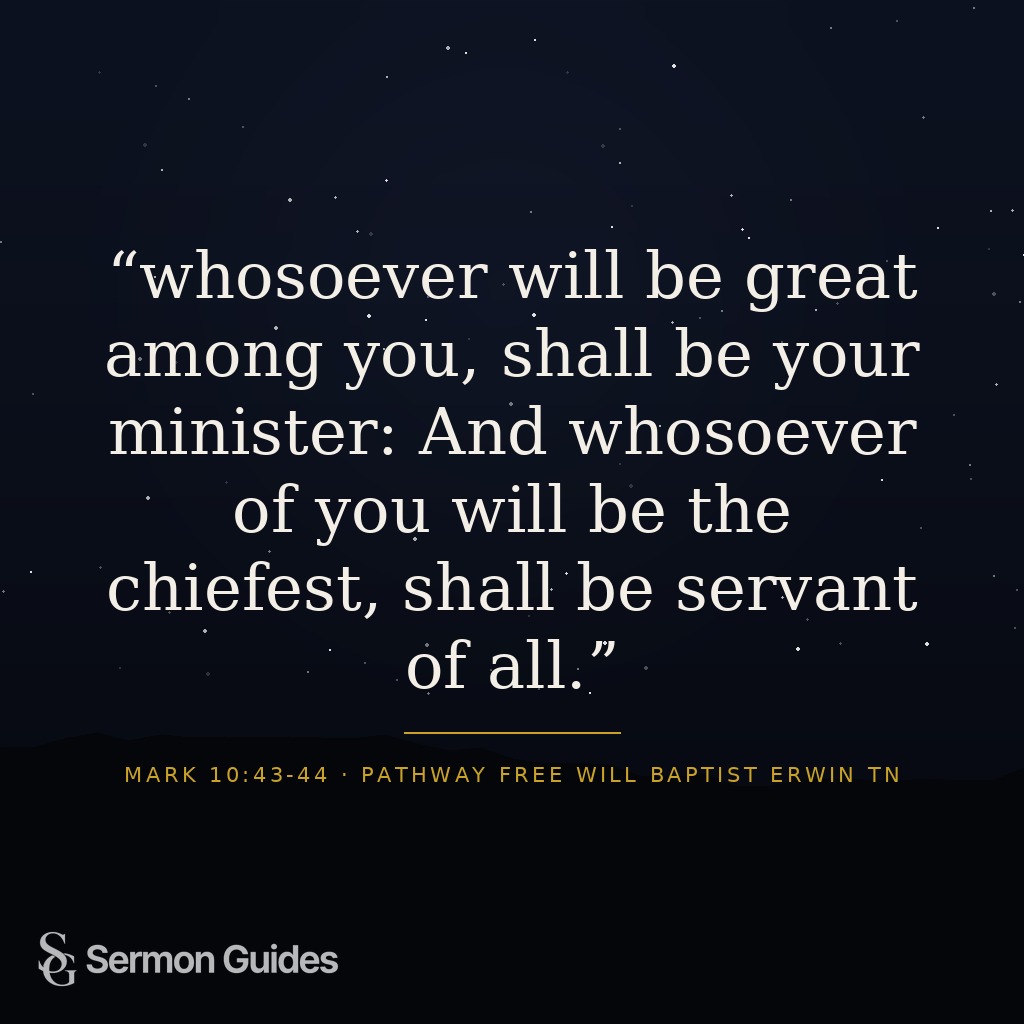 Quote card displaying Jesus' teaching on true greatness and being a servant of all.