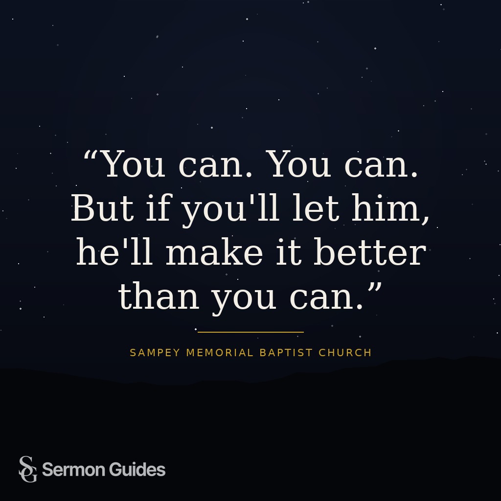 A quote graphic featuring the preacher’s encouragement to let Christ guide our choices.