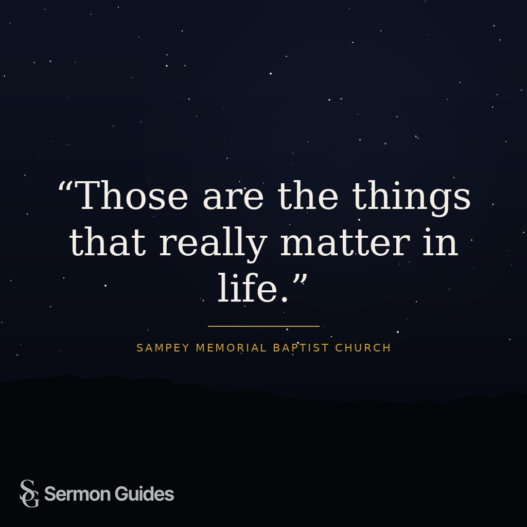 A quote graphic emphasizing that the meaningful things in life are more than material possessions.