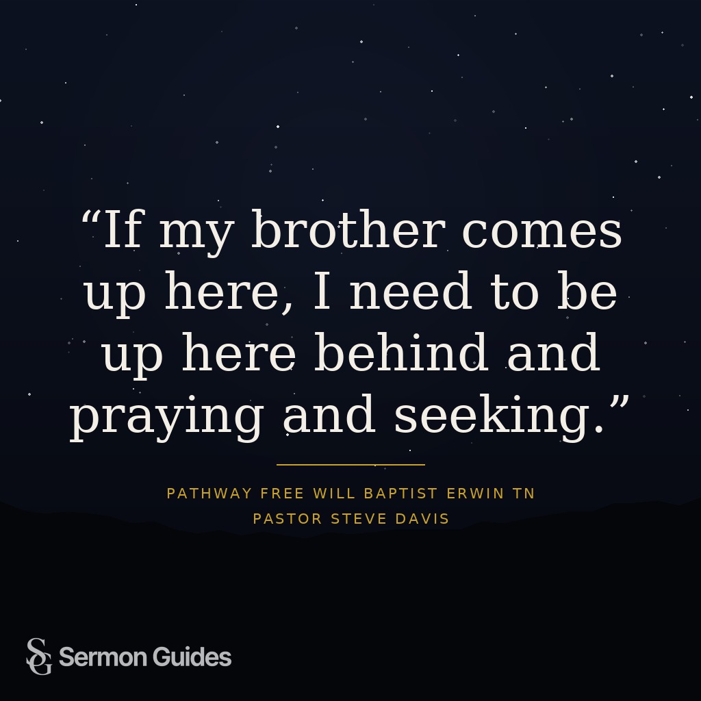 Quote graphic encouraging believers to pray alongside a brother who comes forward with a burden.