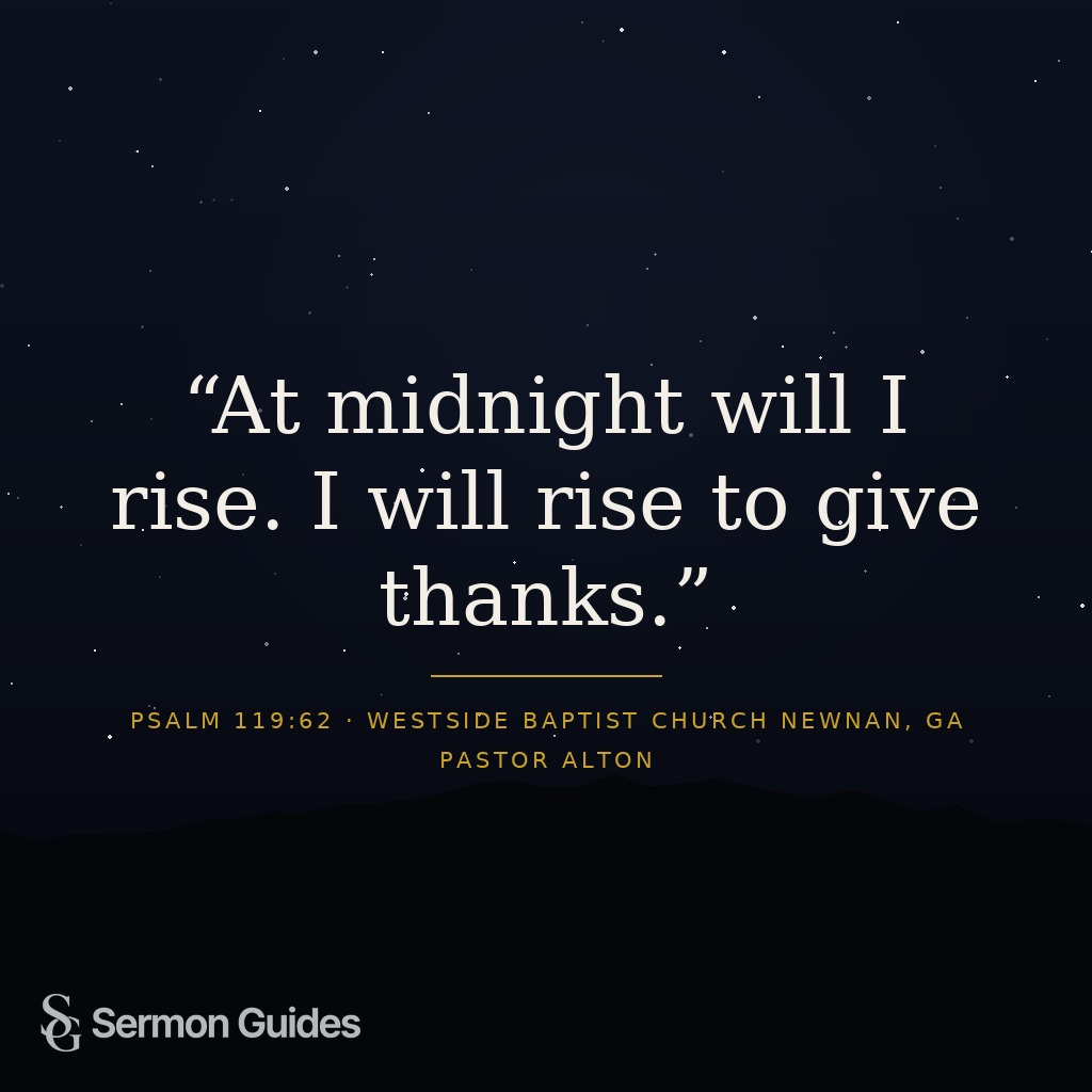A quote graphic featuring a line about rising at midnight to give thanks.