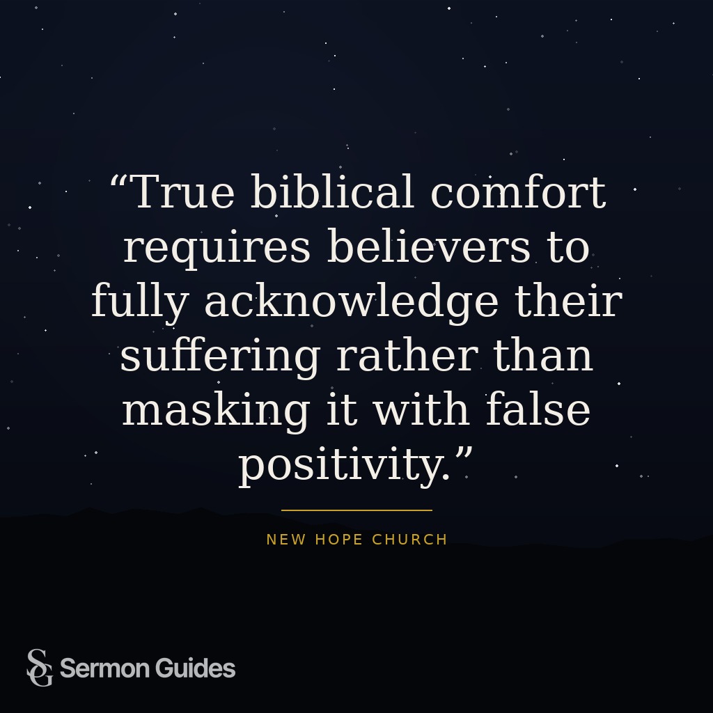 A quote graphic sharing that biblical comfort calls for honestly acknowledging suffering instead of masking it.