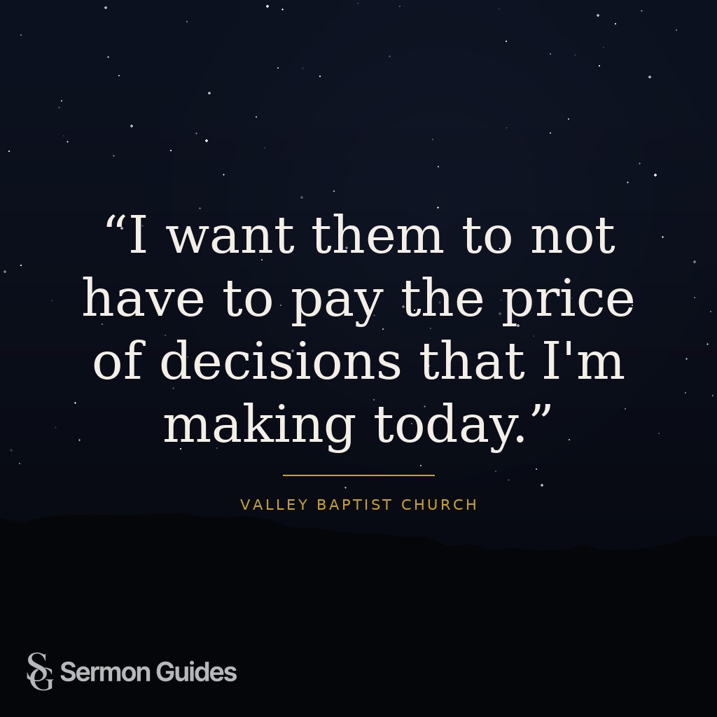 Quote graphic about making choices today with care for the next generation.