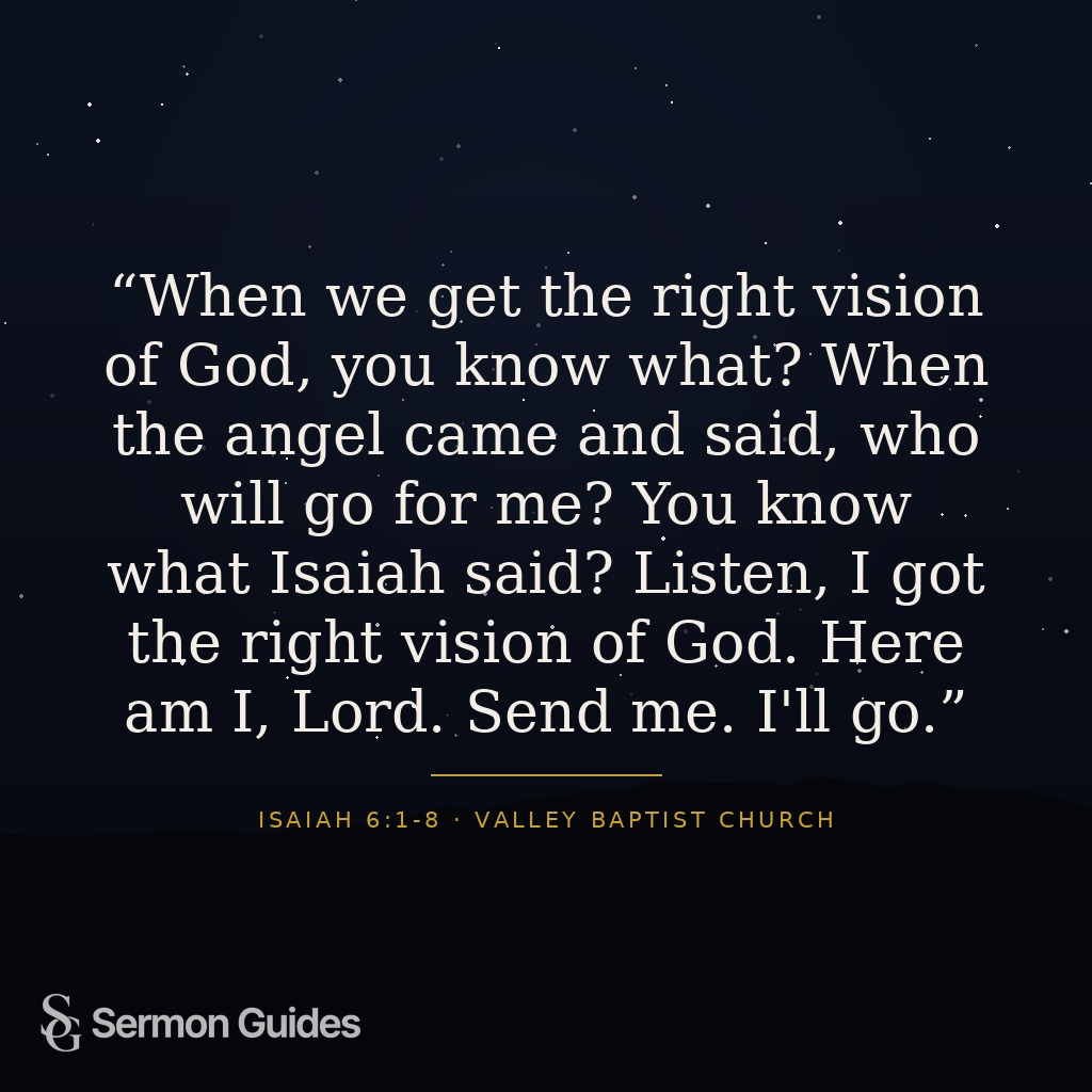 Quote graphic recalling Isaiah’s willing response to God’s call.