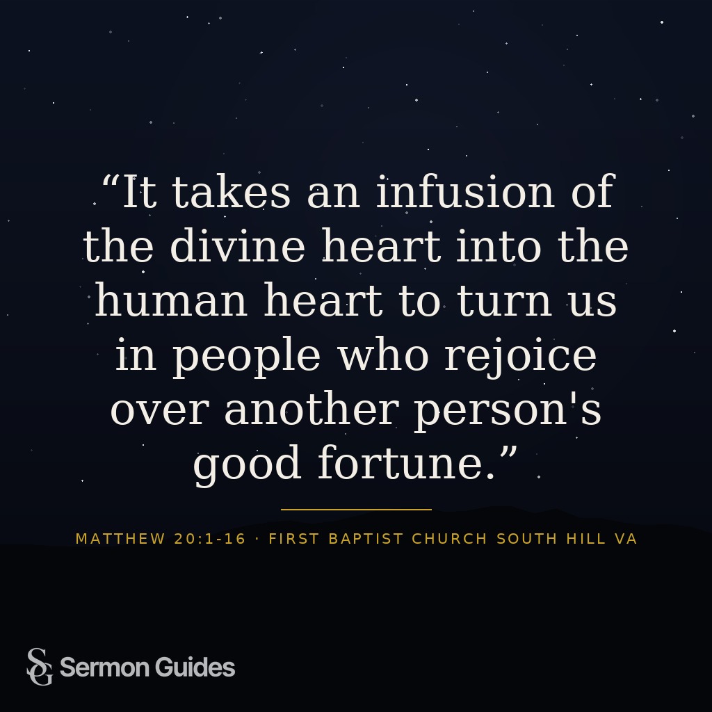 A quote graphic about God changing our hearts so we can rejoice in another person’s good fortune.