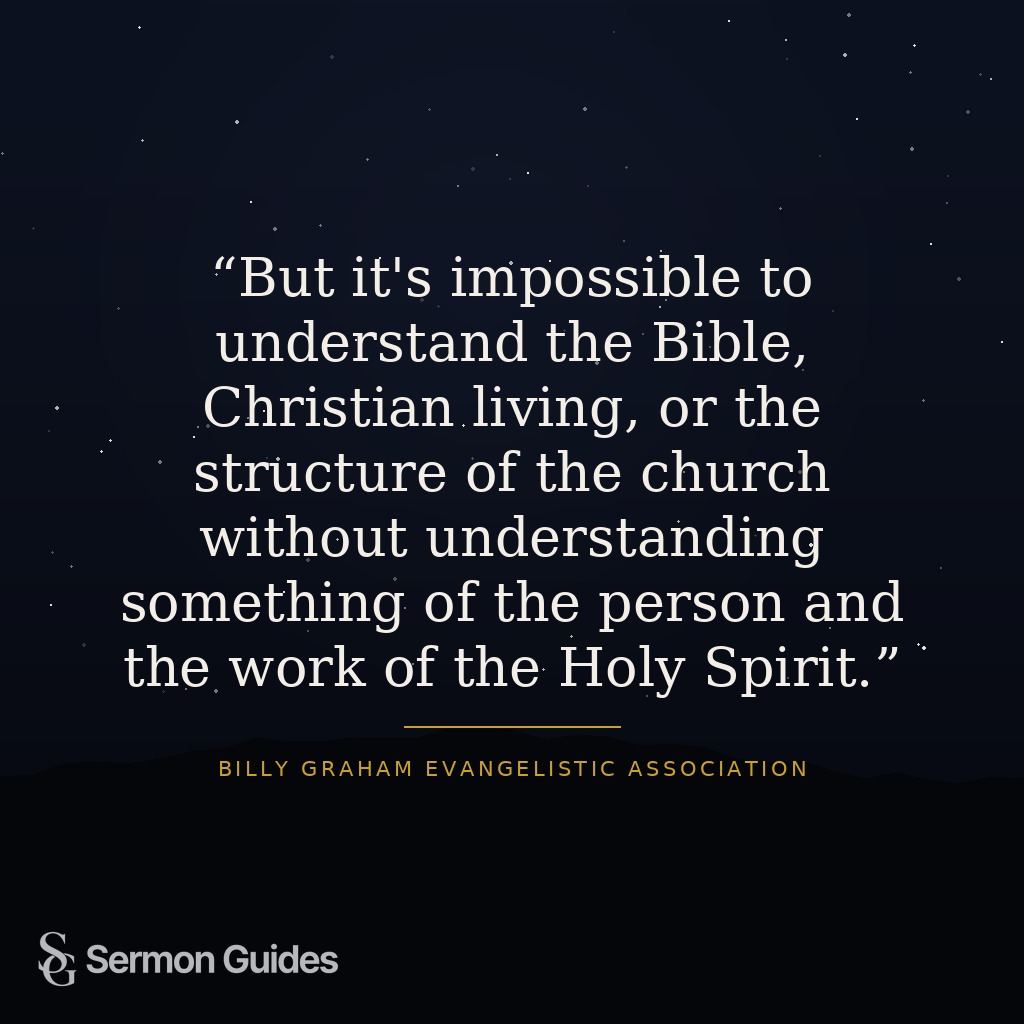A quote graphic featuring the preacher’s statement about the Holy Spirit and understanding the Bible, Christian living, and the church.
