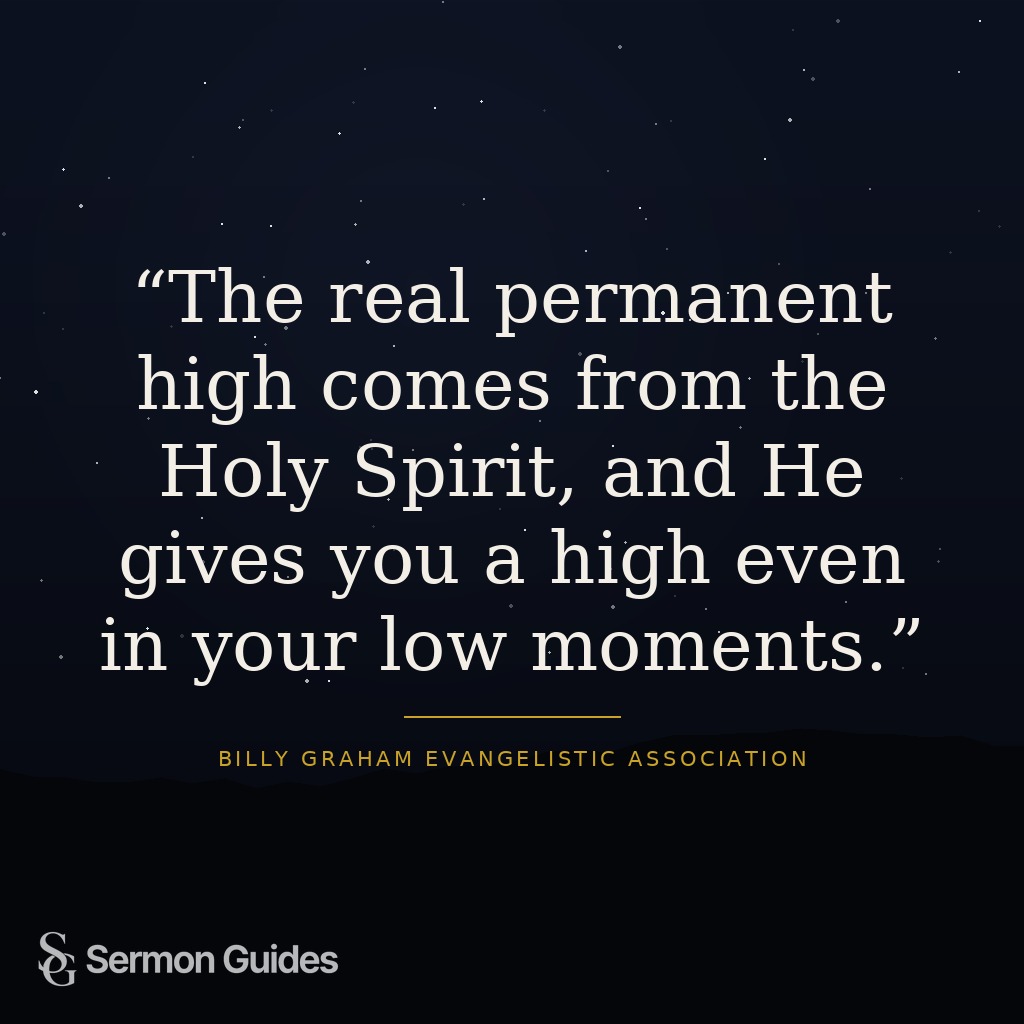 A quote graphic with the preacher’s words about the Holy Spirit bringing hope in low moments.