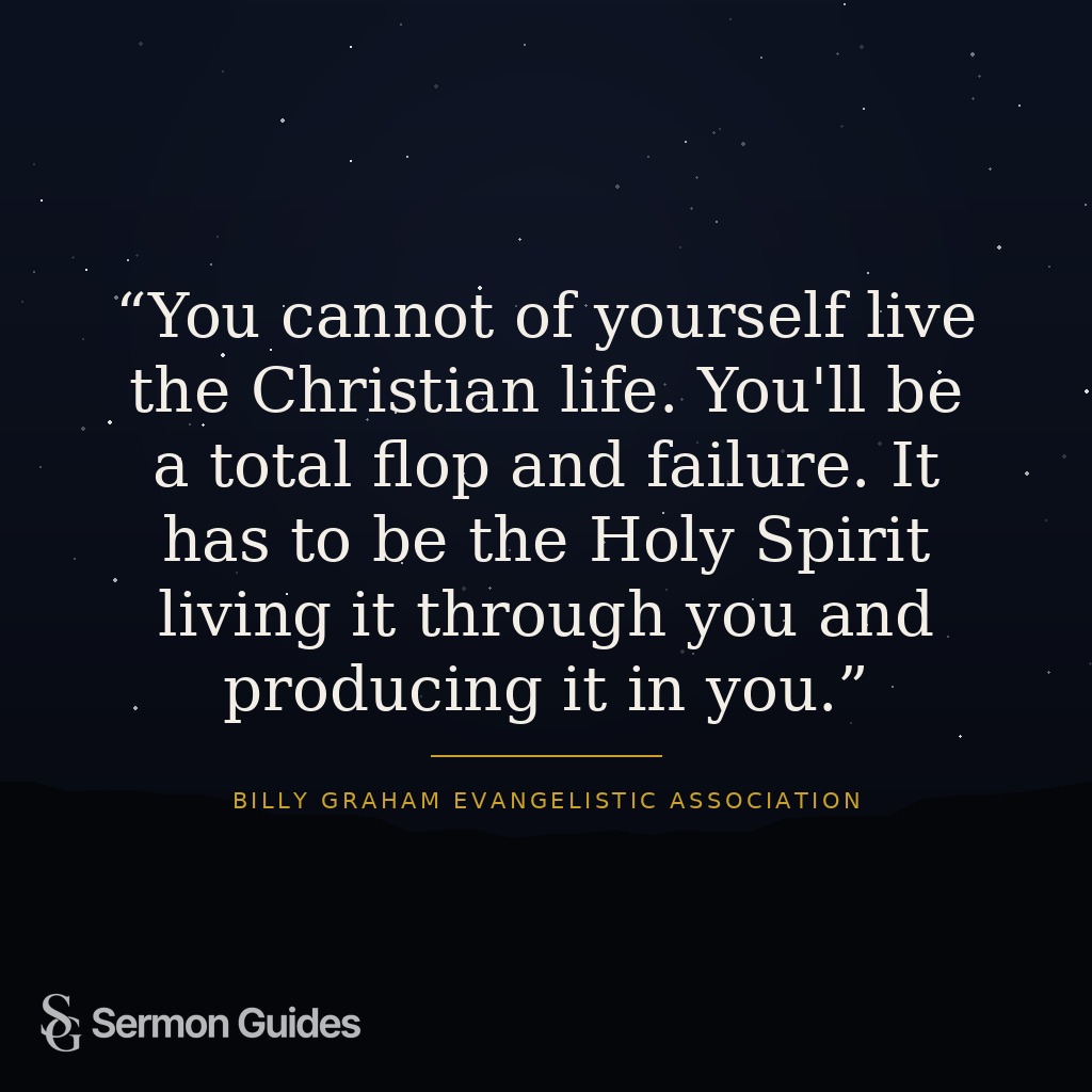 A quote graphic about depending on the Holy Spirit to live the Christian life.