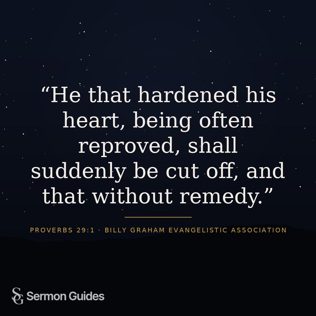 A quote graphic displaying the preacher’s warning about hardening the heart and delaying a response to God.