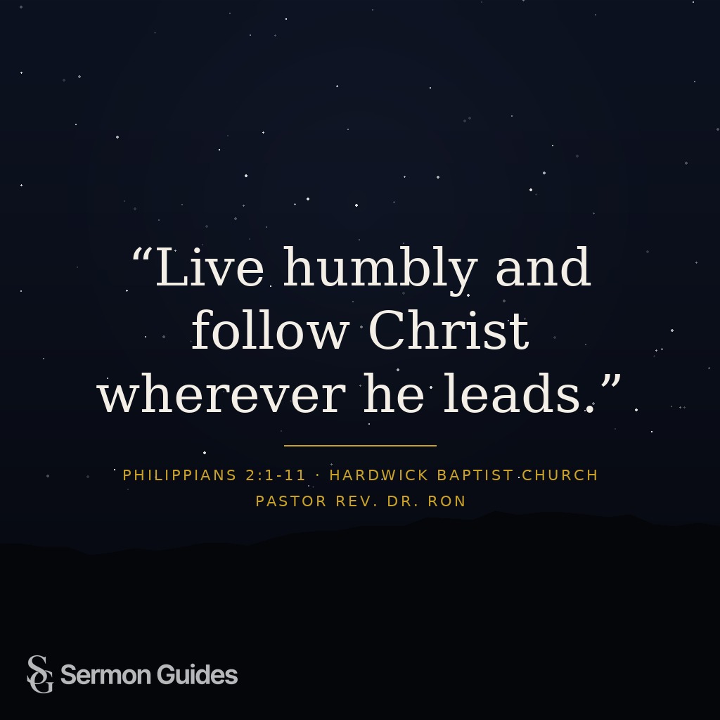 A quote graphic inviting readers to live humbly and follow Christ’s leading.