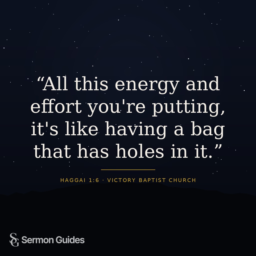 Quote text stating that putting energy and effort into self-gain is like having a bag with holes in it.