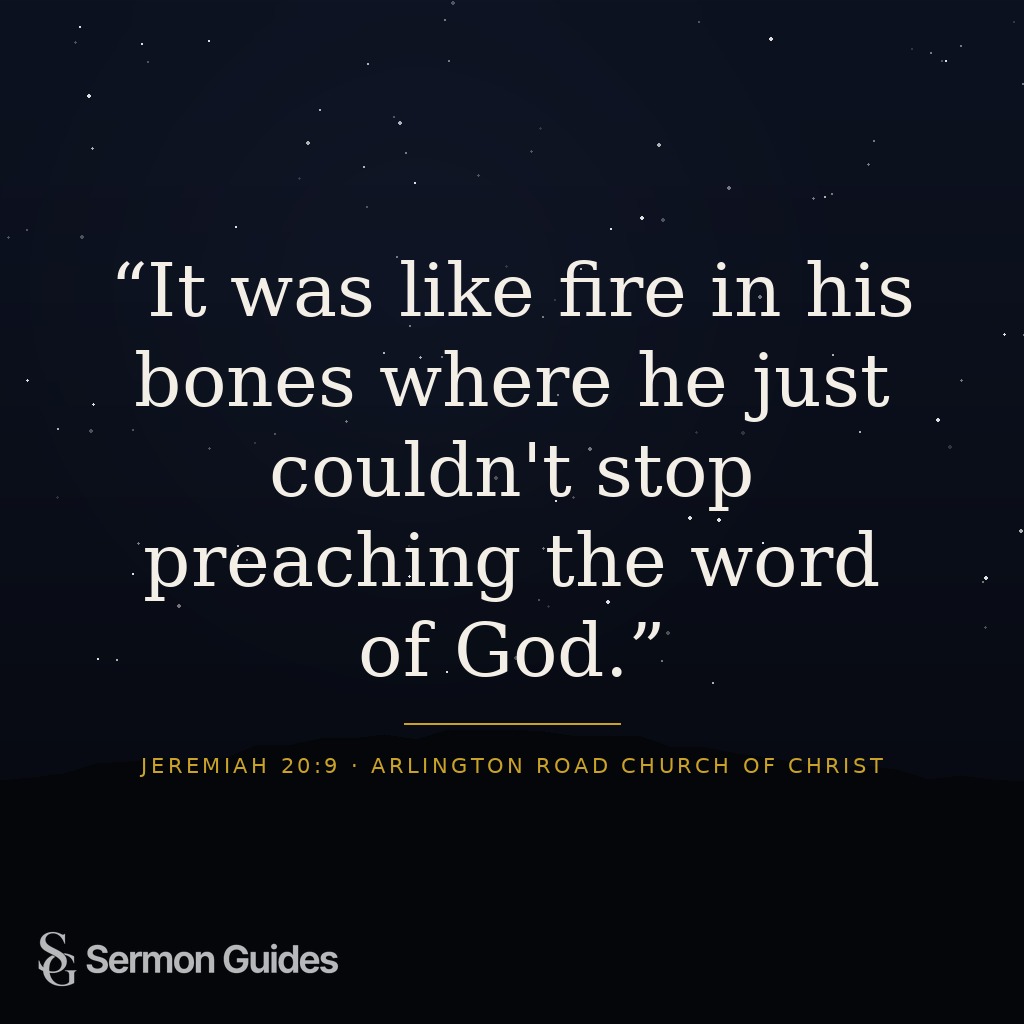 Graphic featuring bold lettering with the quote, 'It was like fire in his bones where he just couldn't stop preaching the word of God.'
