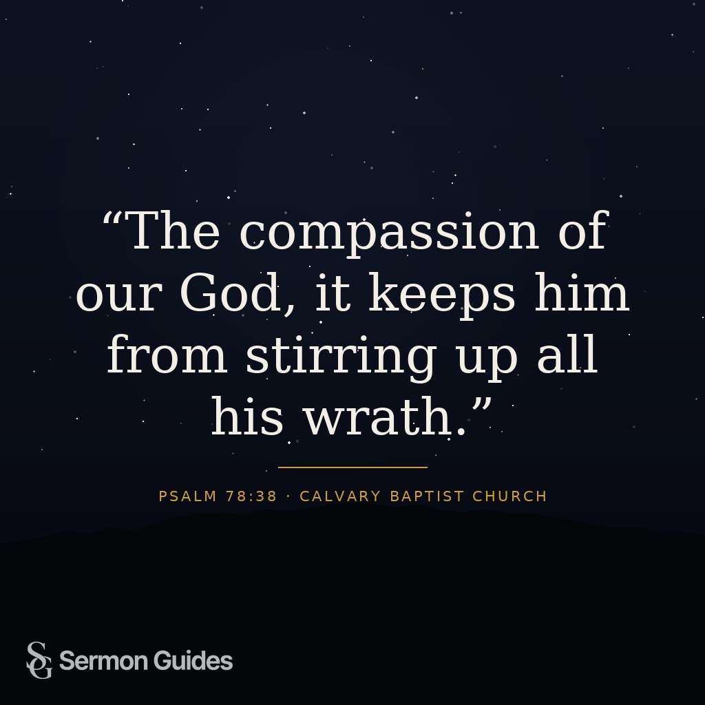 Graphic featuring the quote 'The compassion of our God, it keeps him from stirring up all his wrath.' set against a deep, serene background.