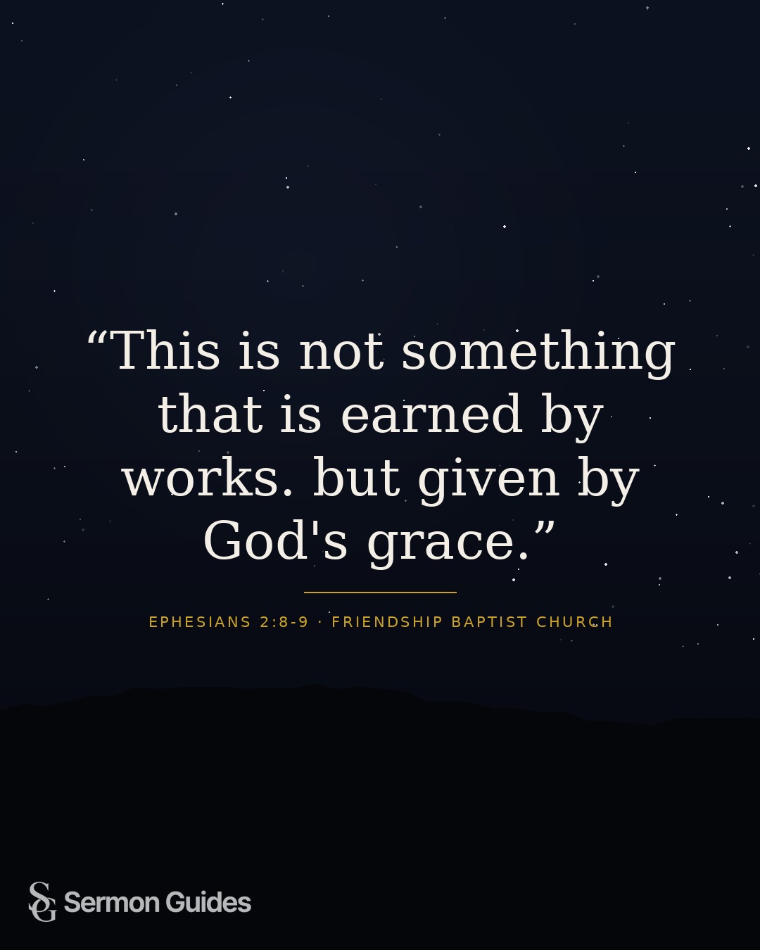 Quote graphic highlighting that salvation is given by God’s grace, not earned by works.