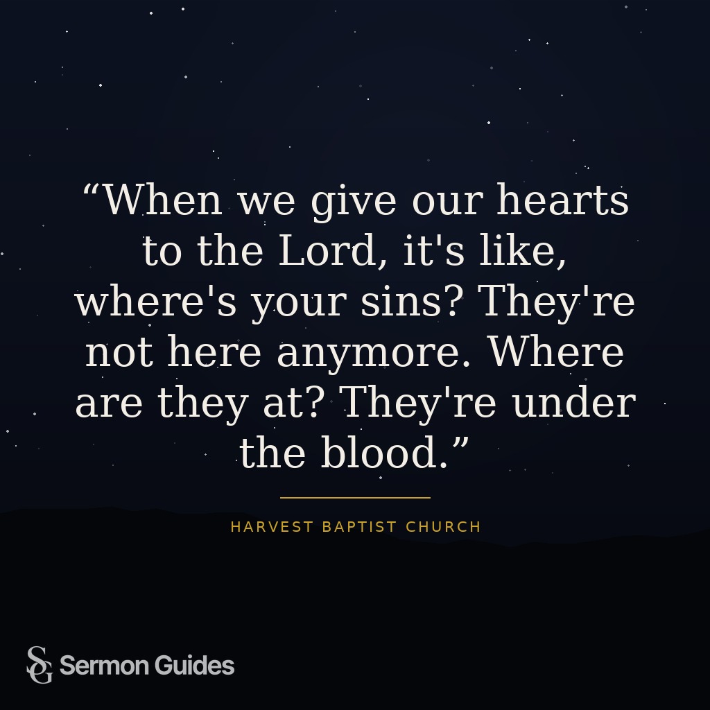 Social media post graphic displaying the quote about sins being placed under the blood of Christ.