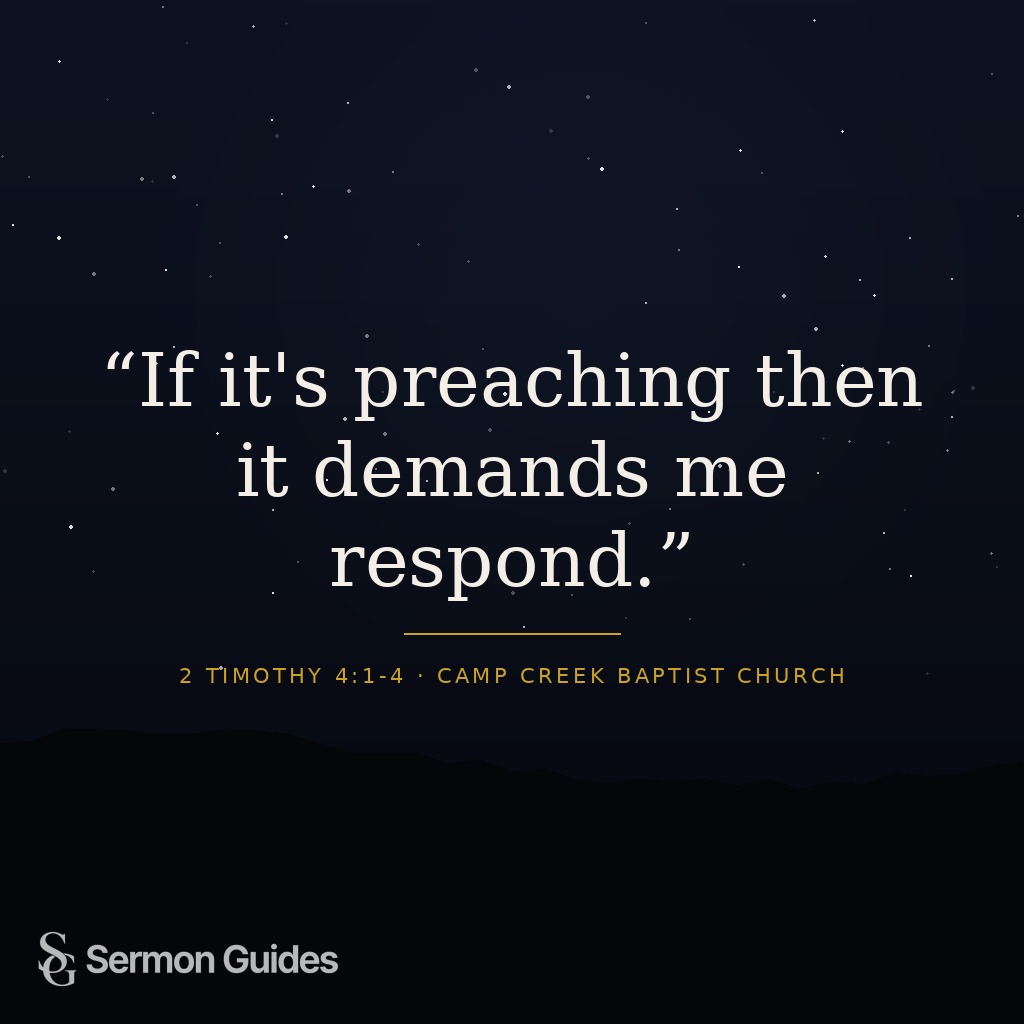 A quote graphic reads, “If it's preaching then it demands me respond.”