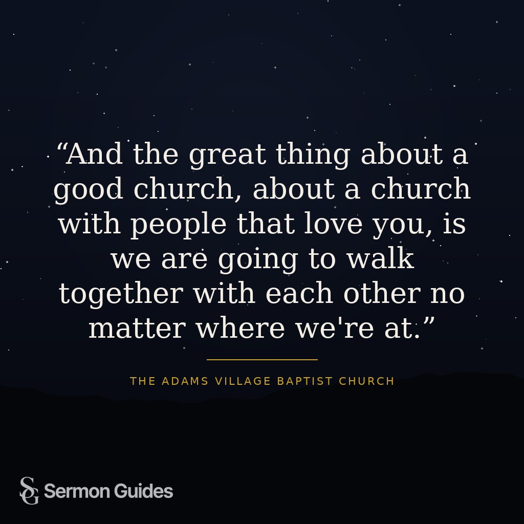Quote graphic about a loving church walking together through every season.