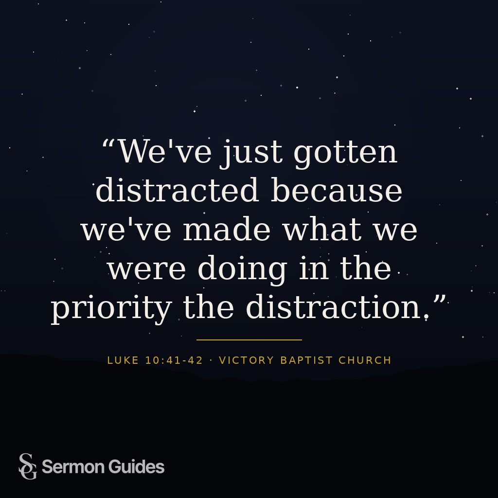 Quote graphic highlighting the danger of ministry distraction over clean typography and a muted background.