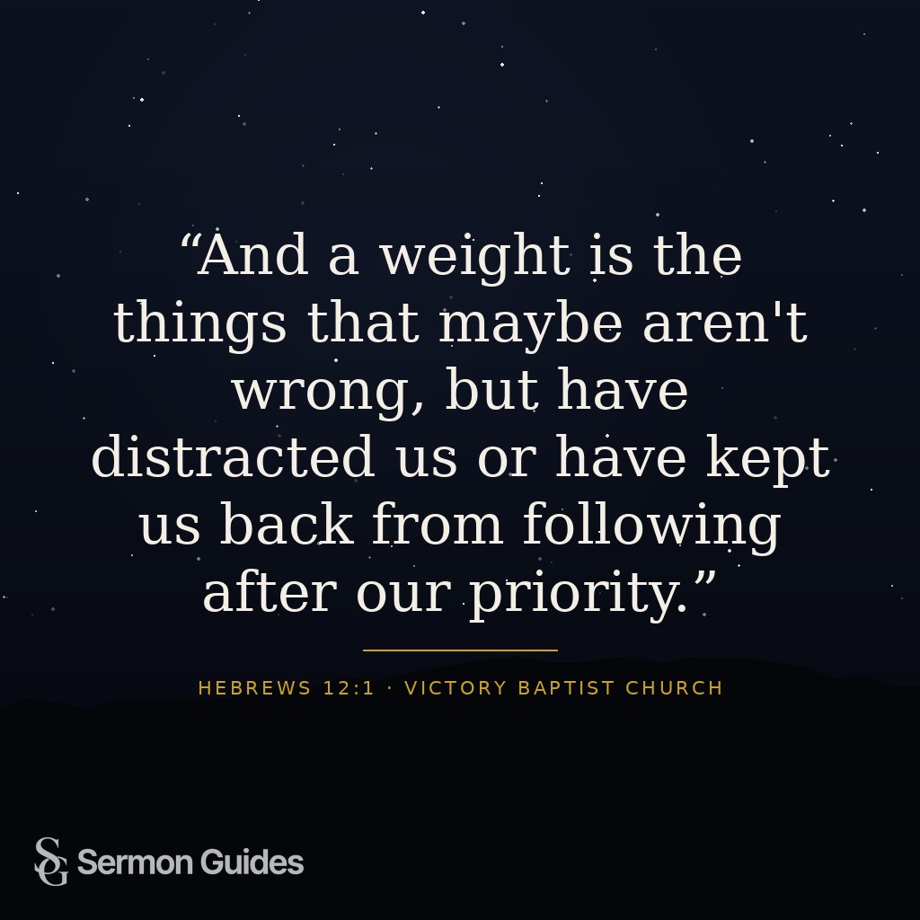 Graphic quoting the difference between sin and weights that distract from God's priority in bold text.