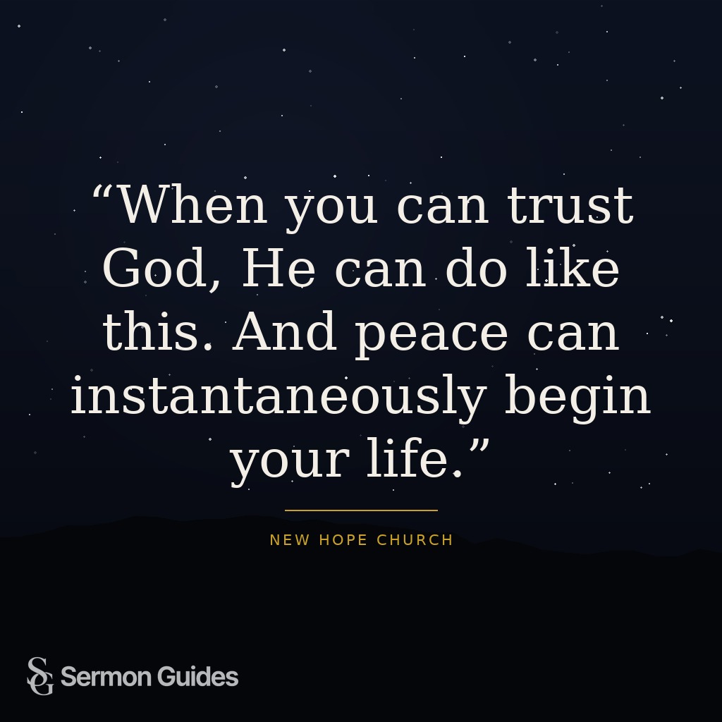 A quote graphic sharing the preacher’s words about trusting God and finding peace.