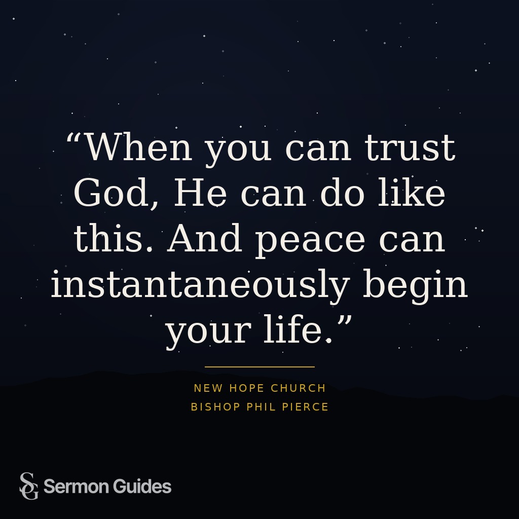 A quote graphic sharing the preacher’s words about trusting God and finding peace.