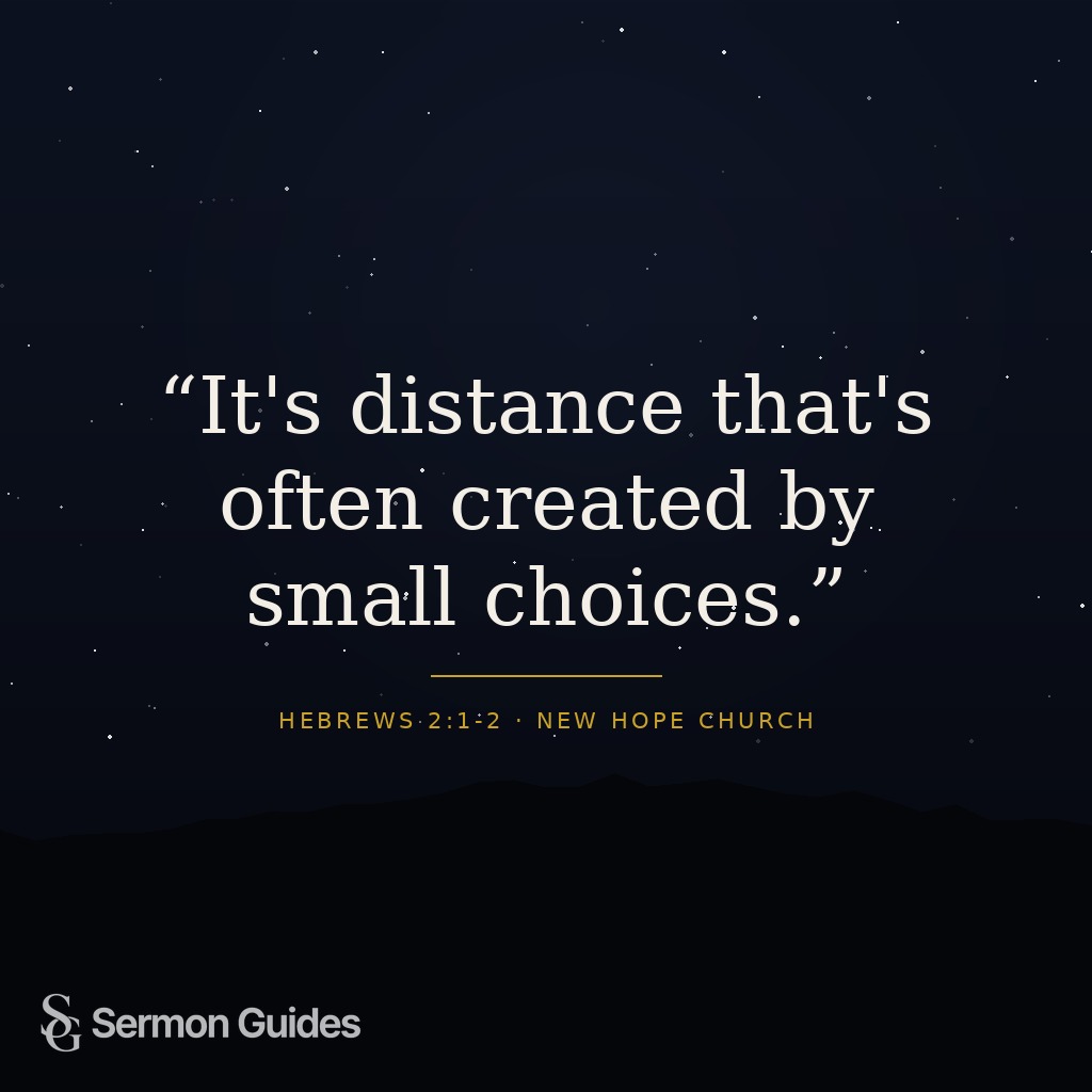 A quote graphic about how small choices can create distance from God.