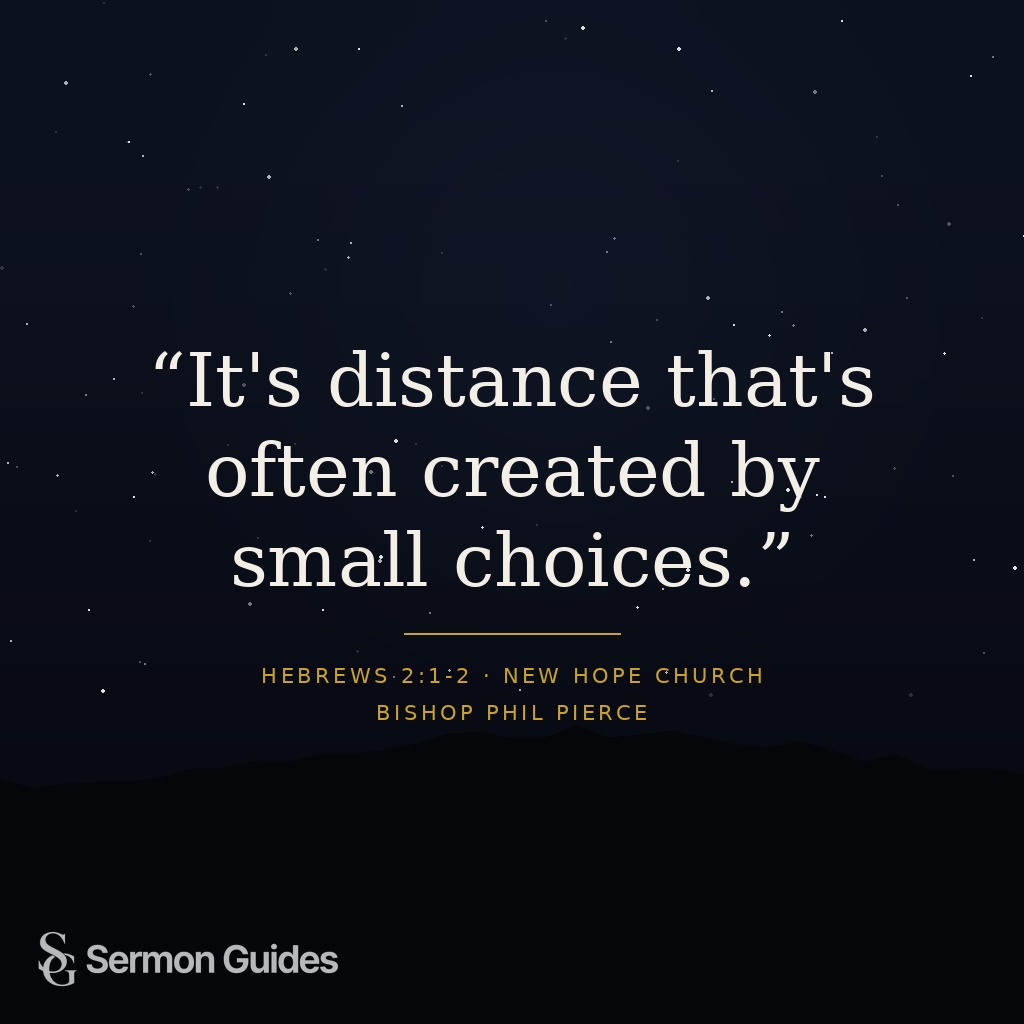 A quote graphic about how small choices can create distance from God.