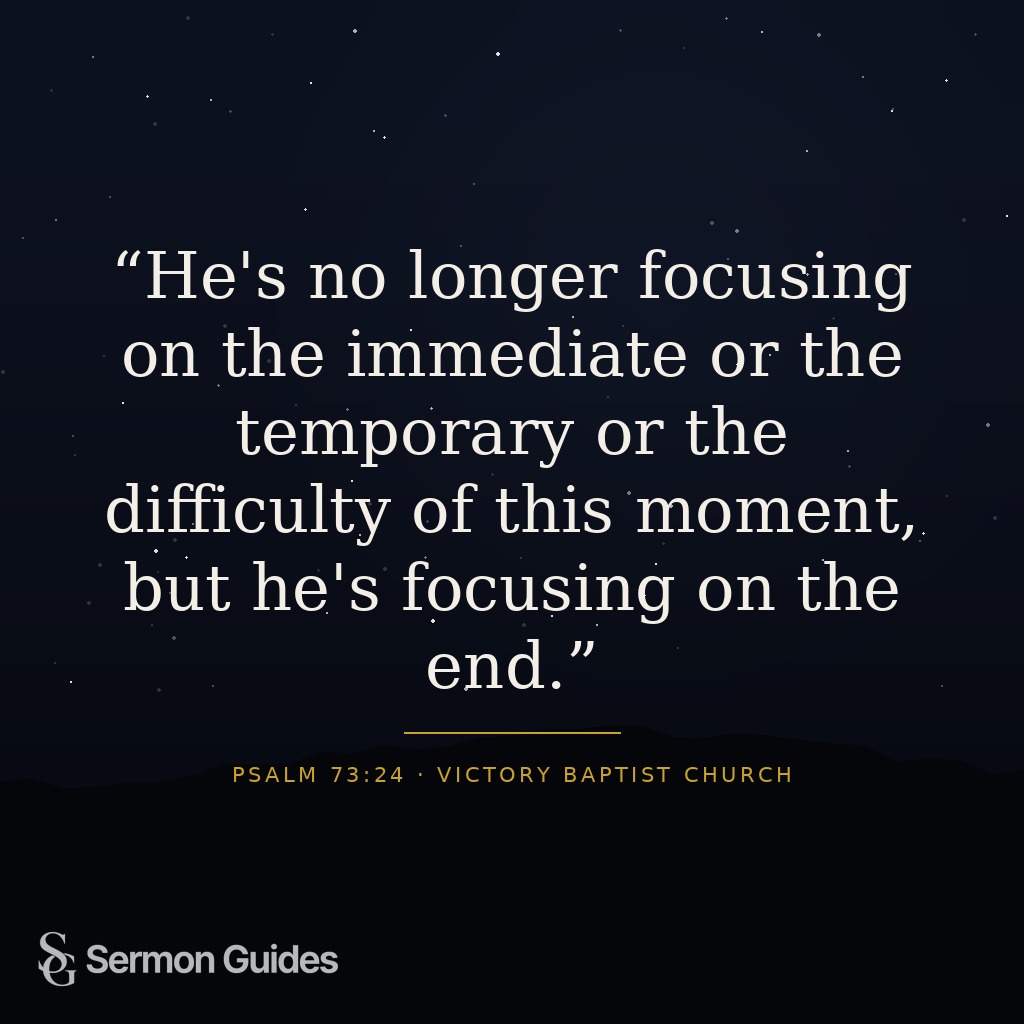 Graphic showing the quote: 'He's no longer focusing on the immediate or the temporary or the difficulty of this moment, but he's focusing on the end.'
