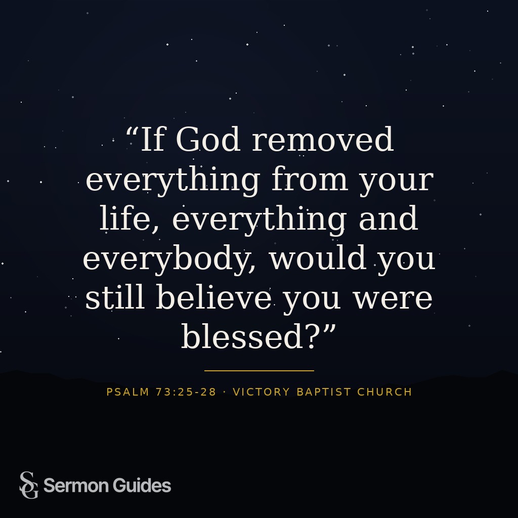Graphic with text reading: 'If God removed everything from your life, everything and everybody, would you still believe you were blessed?'