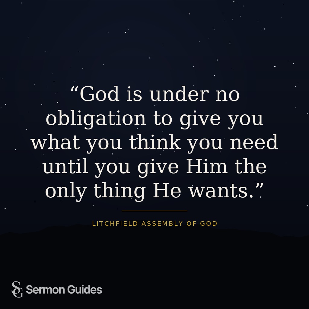 Minimalist digital quote card featuring Pastor's words on surrendering to God.