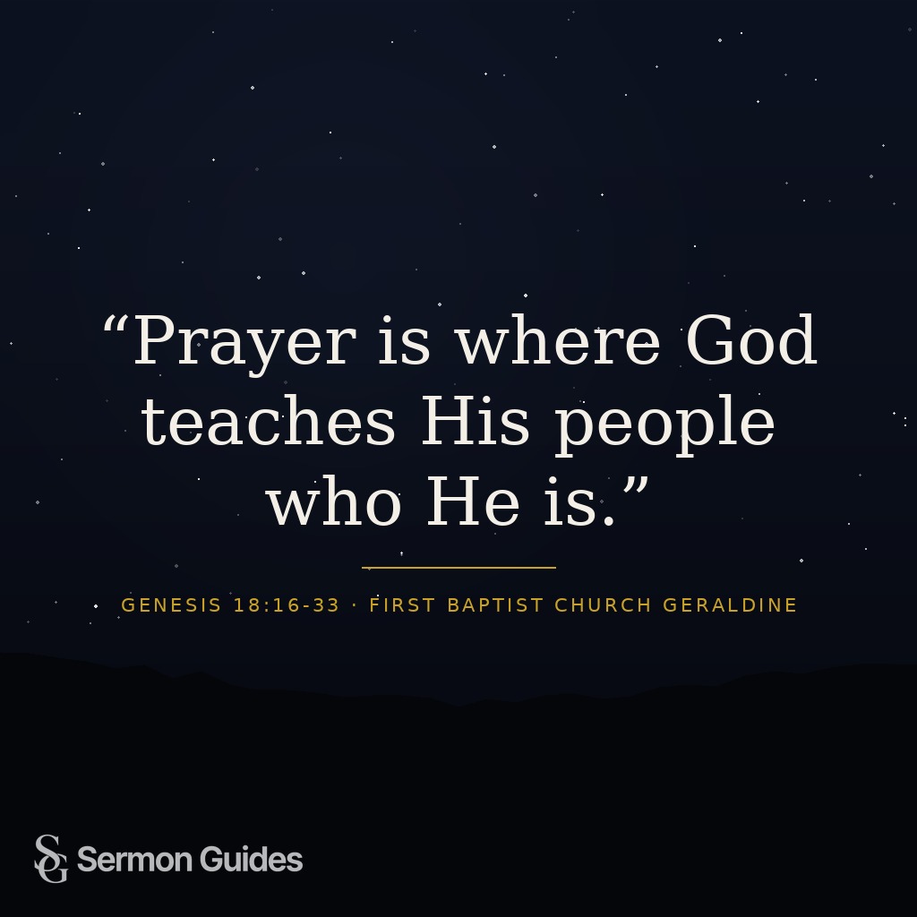 A quote graphic featuring the words, “Prayer is where God teaches His people who He is.”