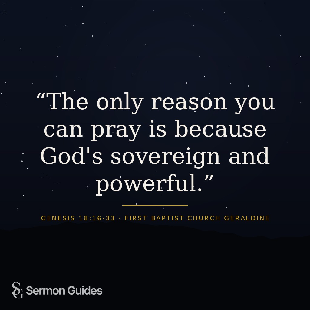 A quote graphic highlighting God's sovereignty and power as the foundation for prayer.