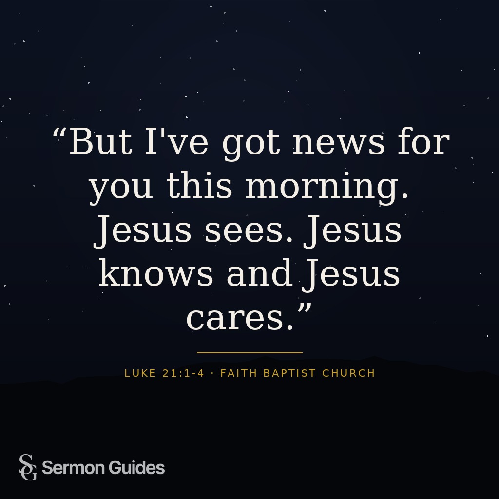 A quote graphic proclaims that Jesus sees, knows, and cares.