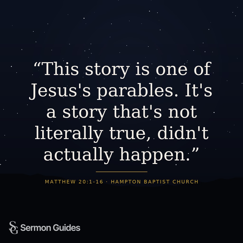 A quote graphic explaining that Jesus’ vineyard workers story is a parable.