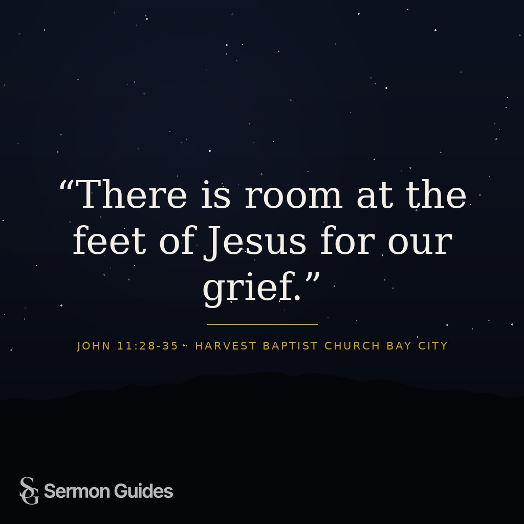 A quote graphic reading, “There is room at the feet of Jesus for our grief.”