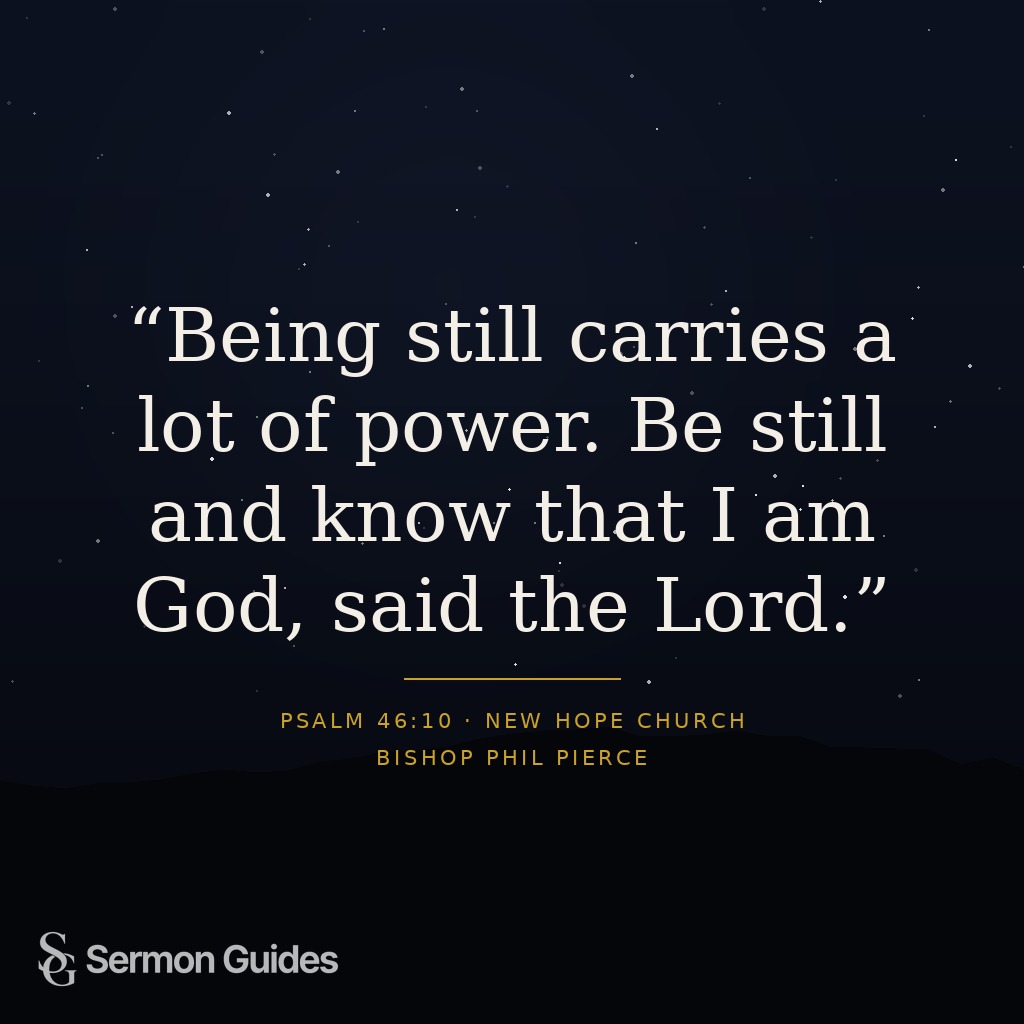 A quote graphic encouraging stillness and trust in God.