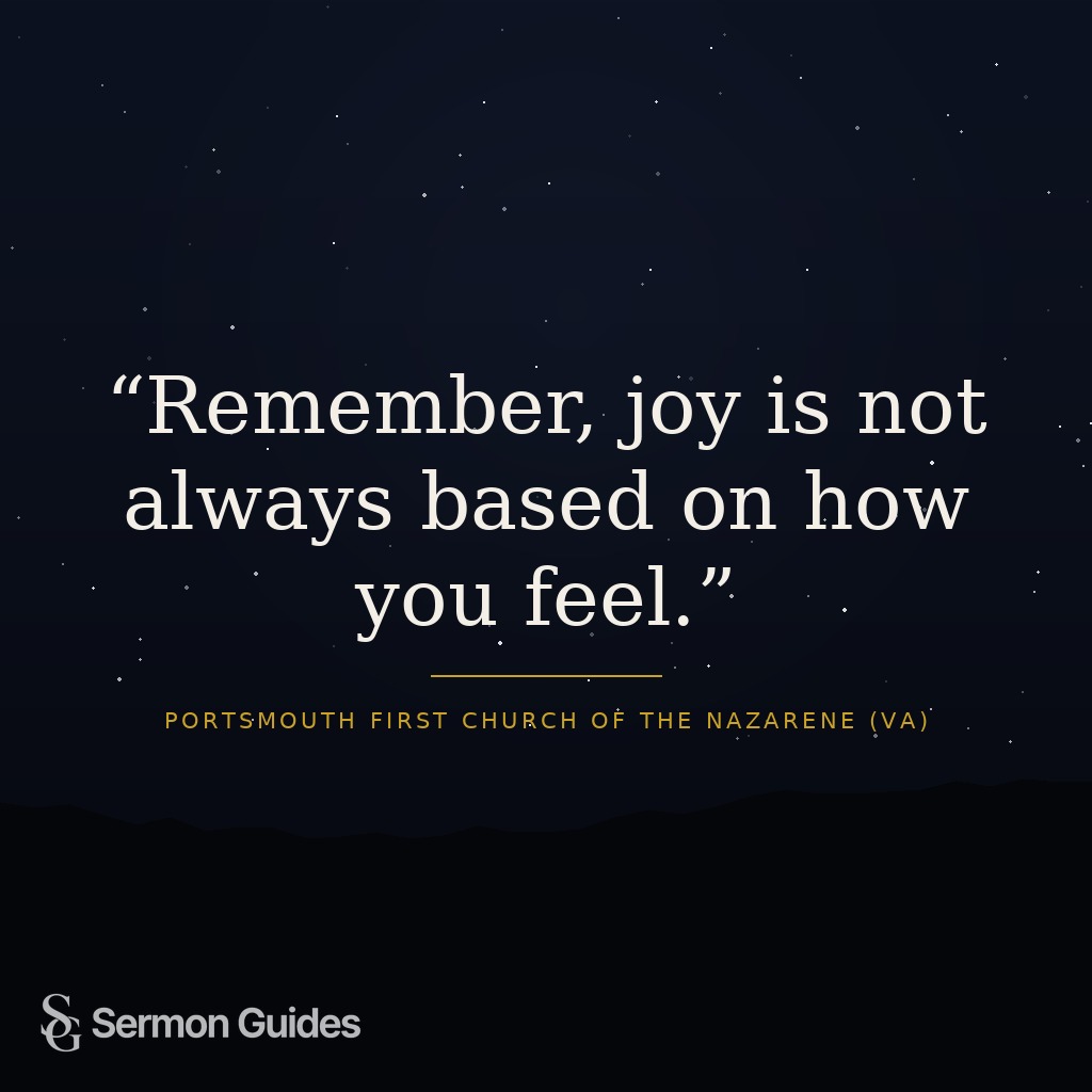 White text on a muted navy background reading, 'Remember, joy is not always based on how you feel.'