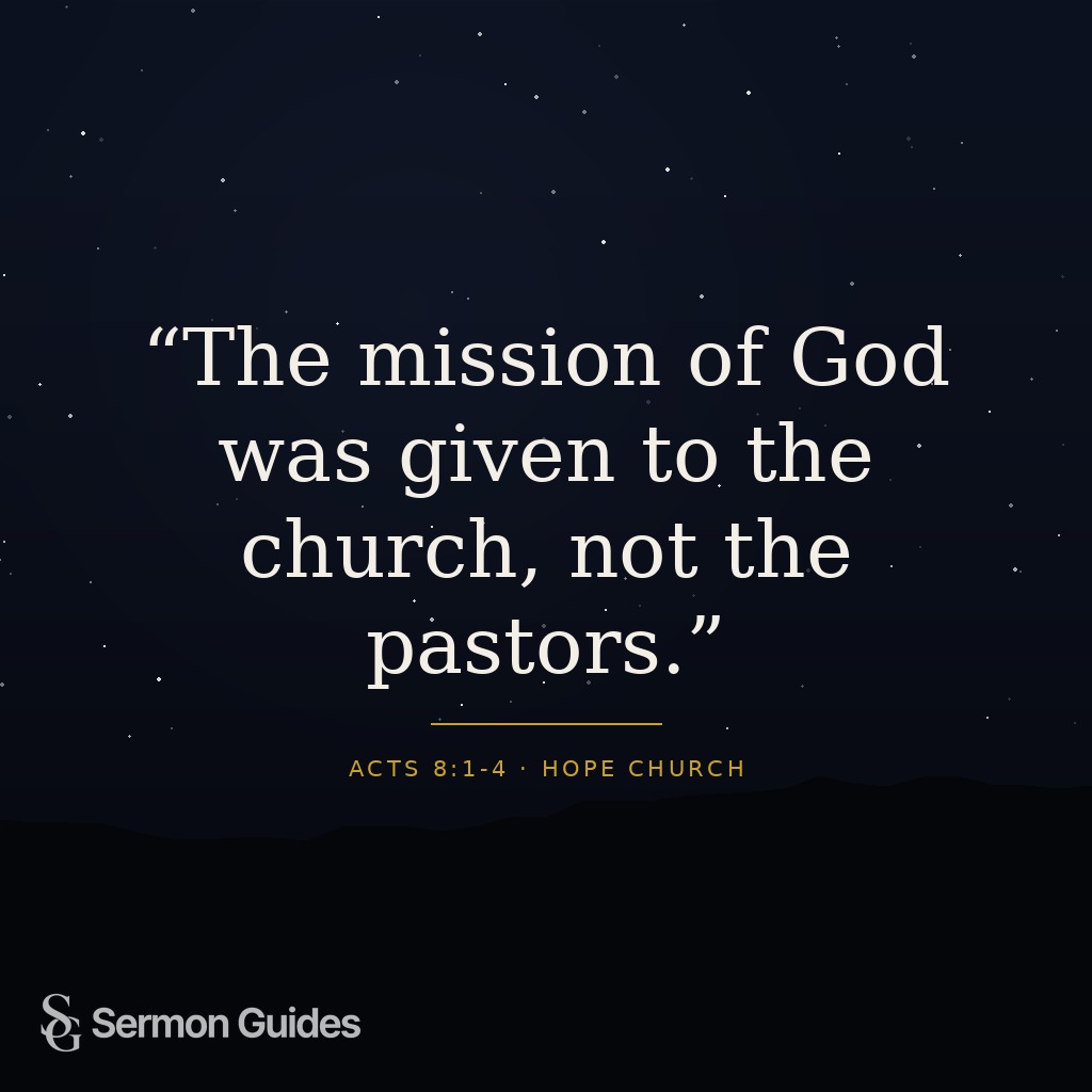 Inspirational quote graphic stating that the mission of God was given to the church, not the pastors.