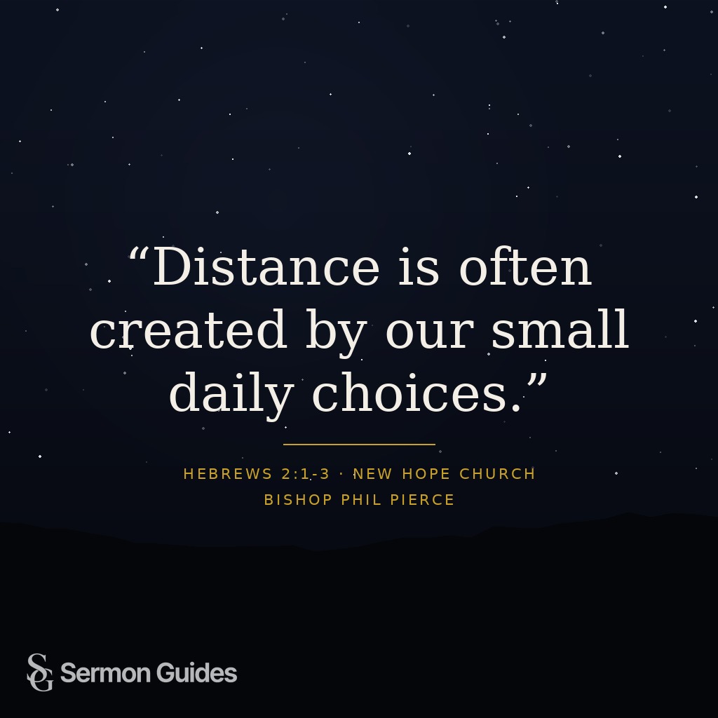 A quote graphic warns that small daily choices can create distance from God.