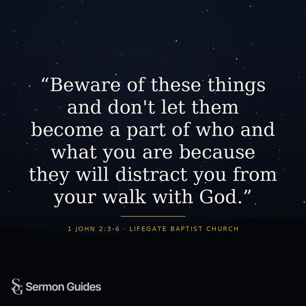 Graphic displaying a quote warning believers not to let sinful distractions become part of who they are.