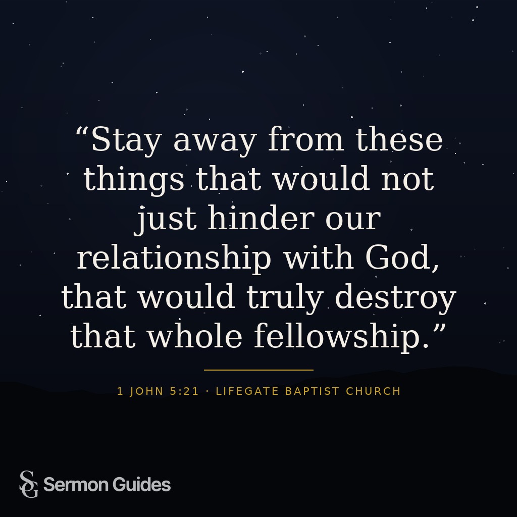 Bold quote graphic urging believers to stay away from things that destroy fellowship with God.